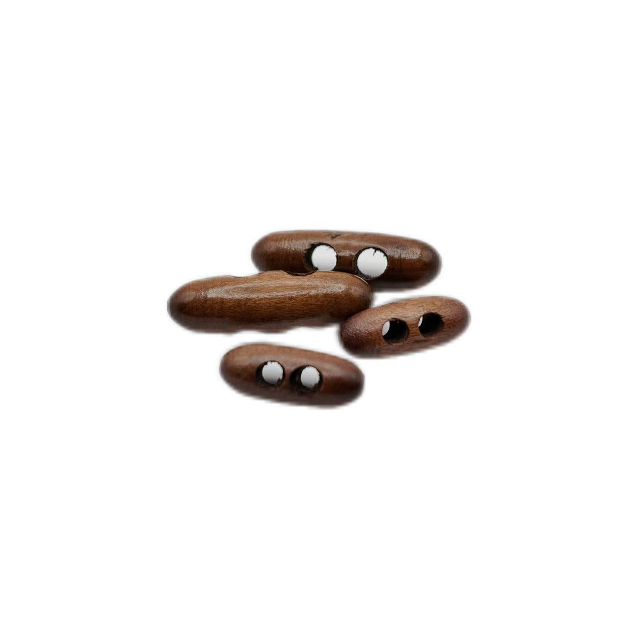 Coffee olive-shaped wooden buttons - pack of 2
