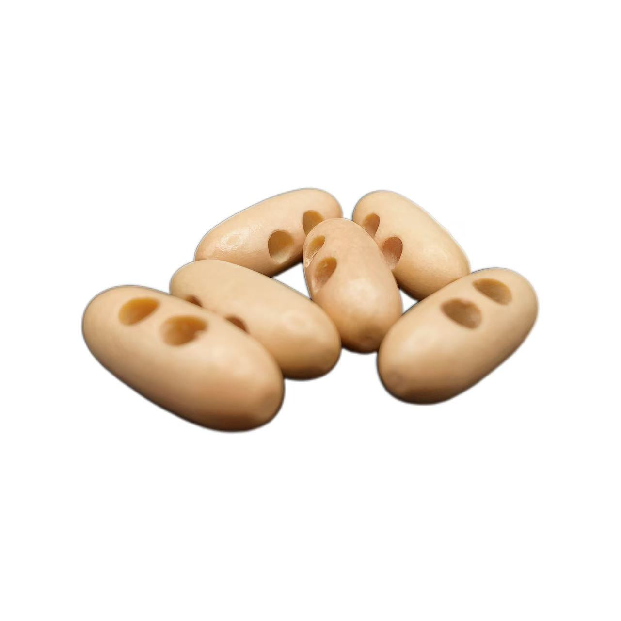 Yellow olive-shaped wooden buttons 4 cm - pack of 2
