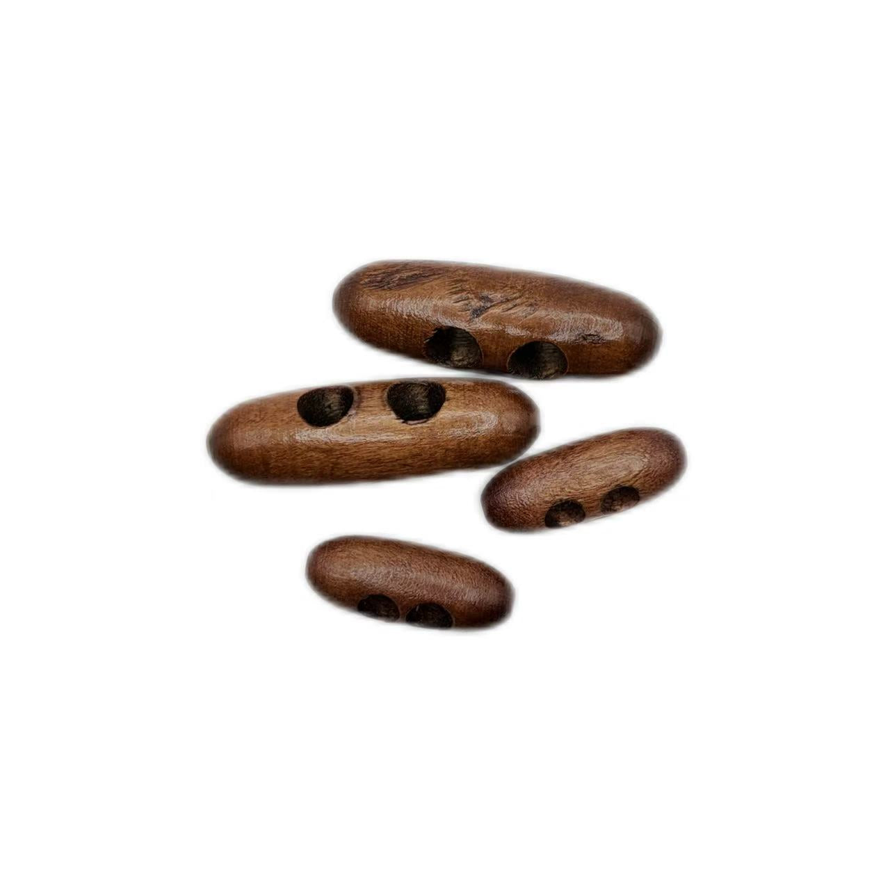 Coffee olive-shaped wooden buttons - pack of 2