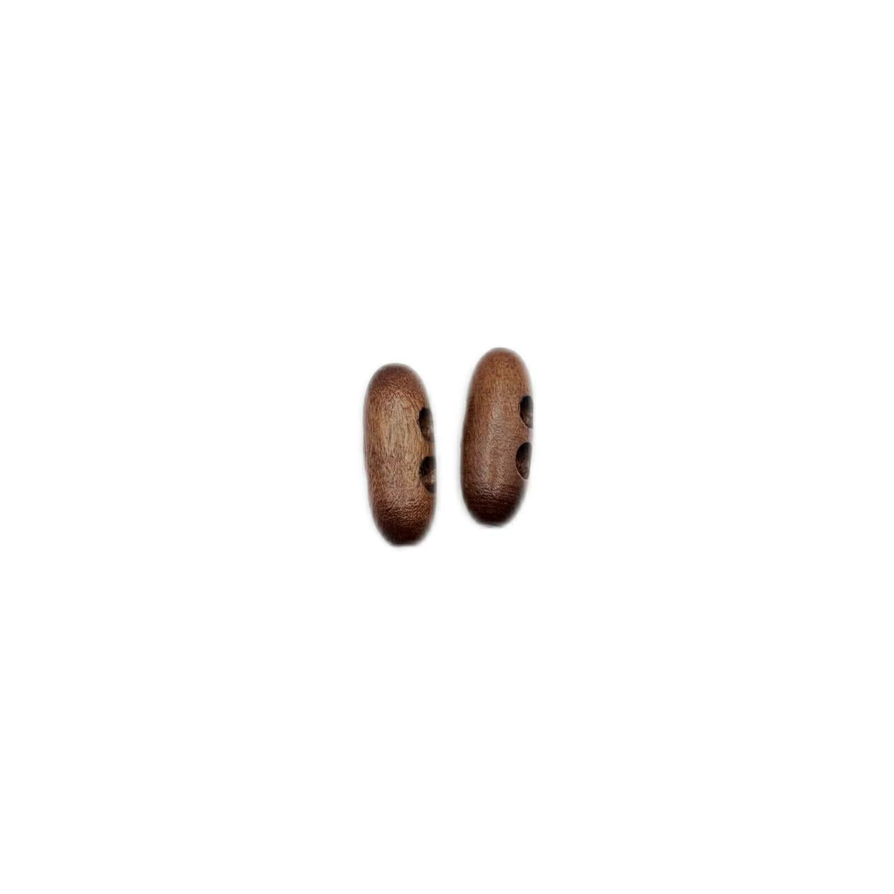 Coffee olive-shaped wooden buttons - pack of 2