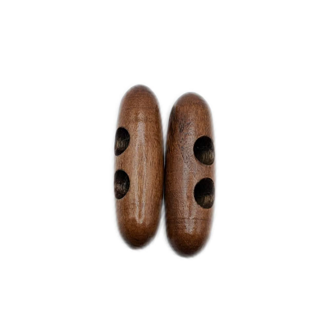 Coffee olive-shaped wooden buttons - pack of 2