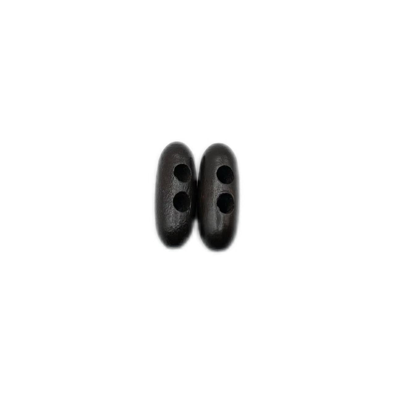 Dark brown olive-shaped wooden buttons - pack of 2