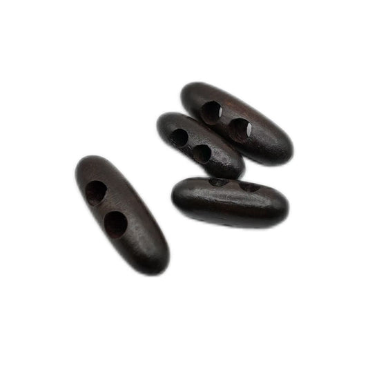 Dark brown olive-shaped wooden buttons - pack of 2