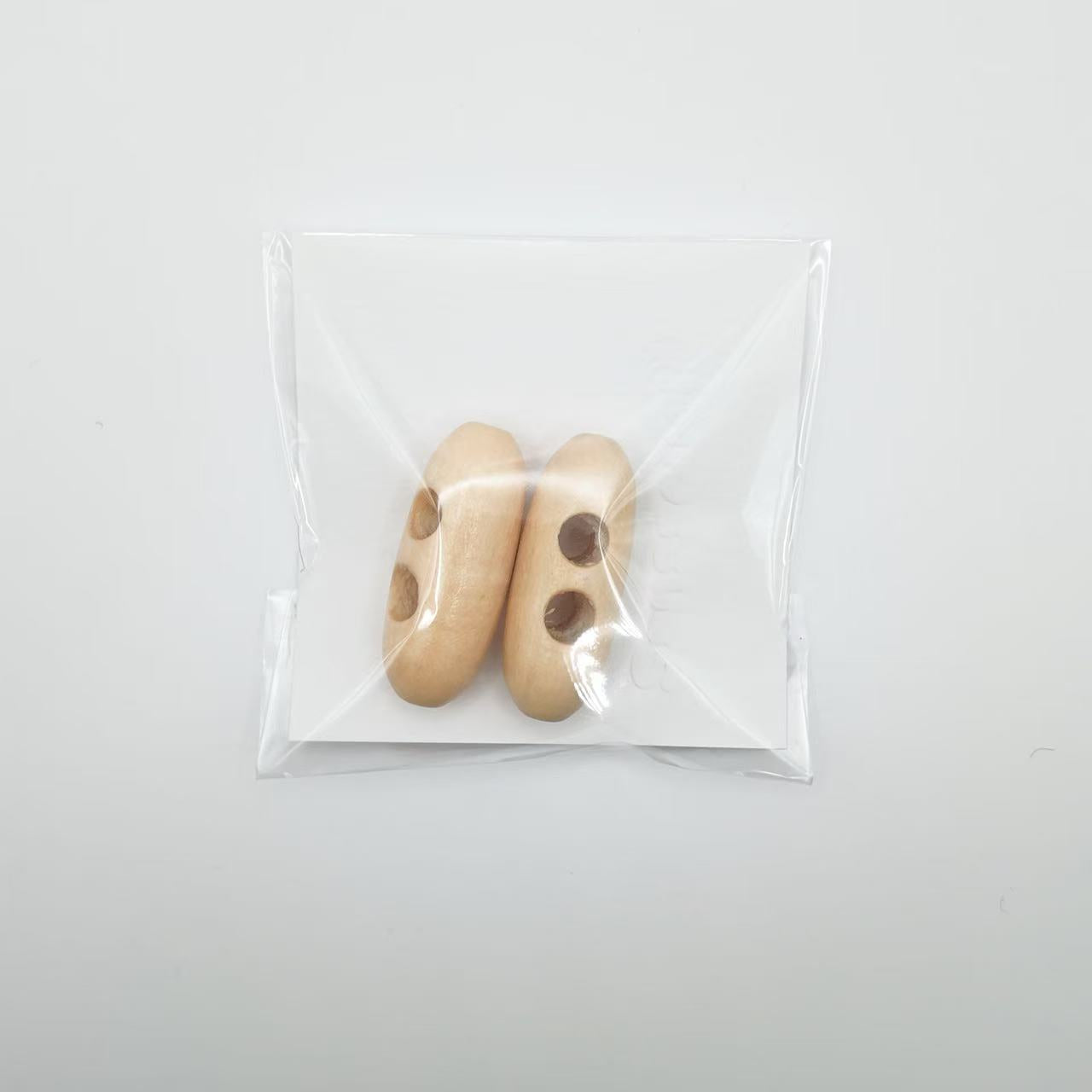 Yellow olive-shaped wooden buttons 4 cm - pack of 2